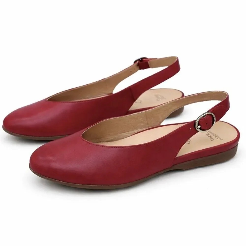 Dansko Lea Supportive Red Burnished Nappa Leather Slingback Flats Womens 42 EU